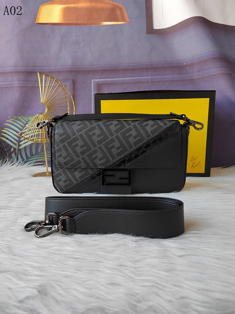 FENDI – Baguette FF Monogram Crossbody Bag #2276