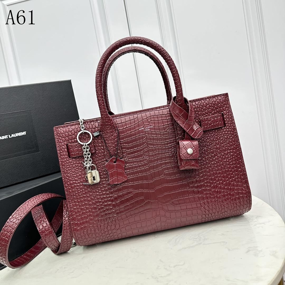 SntLaurent A61 Crocodile-Embossed Tote Bag #5101
