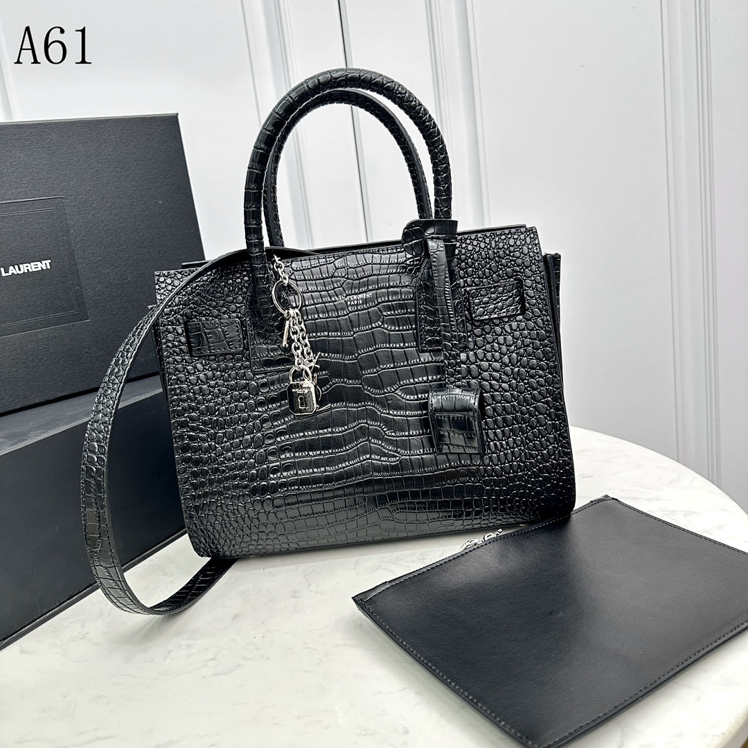 SntLaurent A61 Crocodile-Embossed Tote #4949