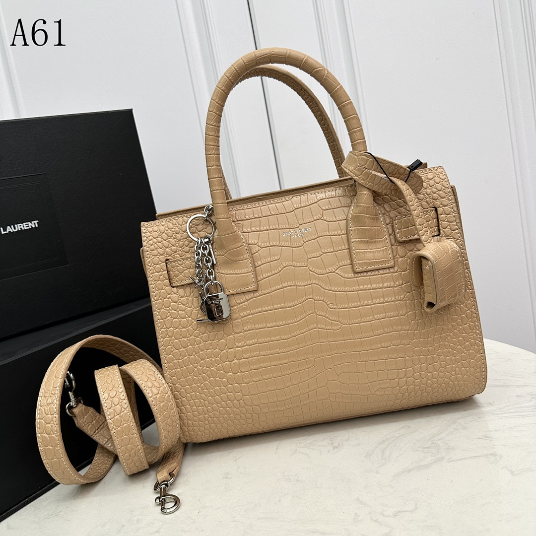 SntLaurent A61 Crocodile-Embossed Tote #5002