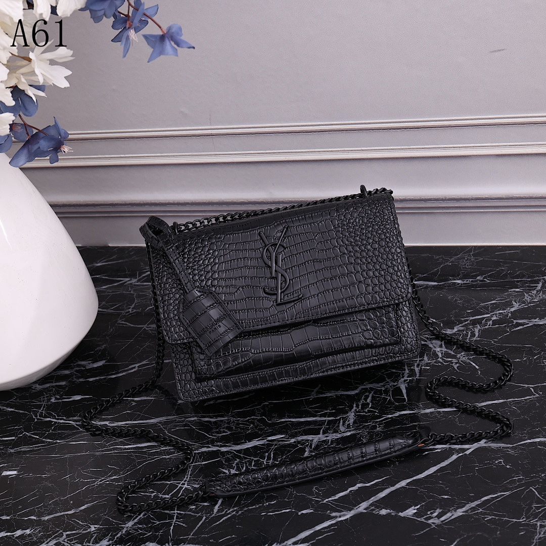 SntLaurent + A61 + Crocodile-Embossed Chain Bag #5005