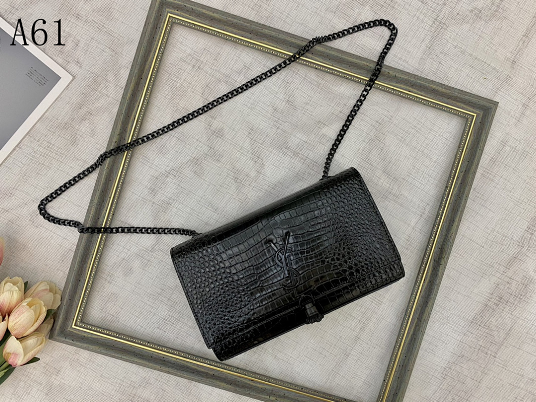 SntLaurent + A61 + Crocodile-Embossed Clutch Bag #4962