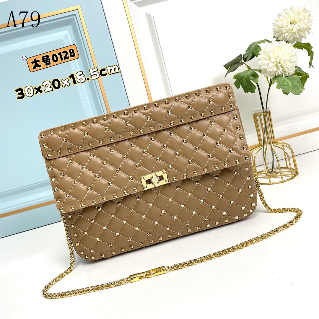 A79 + 0128 + Luxury Quilted Stud Shoulder Bag #5412