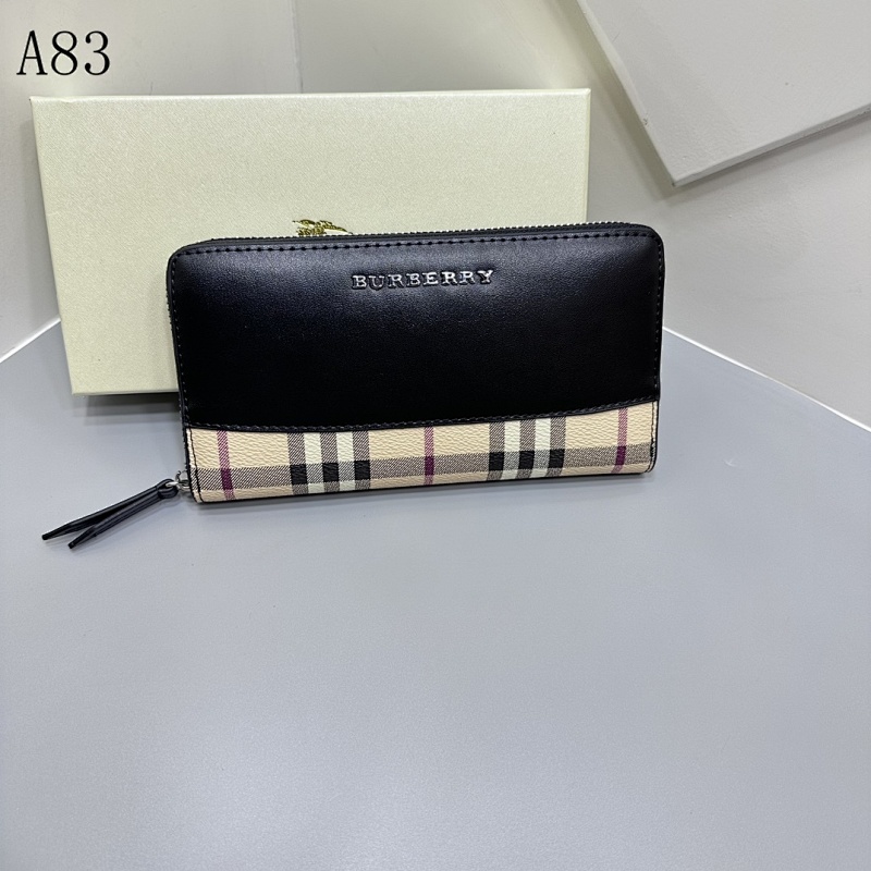 Burberyy – A83 Check and Leather Ziparound Wallet #3218