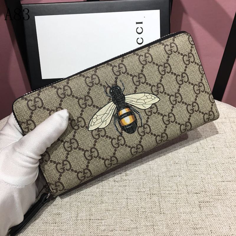 Gucc1 GG Supreme Bee Embroidered Long Wallet #857 1 Gucc1 GG Supreme Bee Embroidered Long Wallet #857
