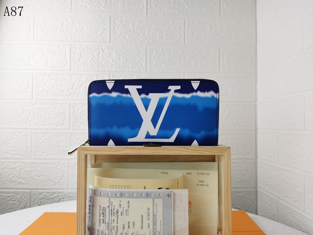 LVutton x Supreme Blue Monogram Zip Around Wallet #899