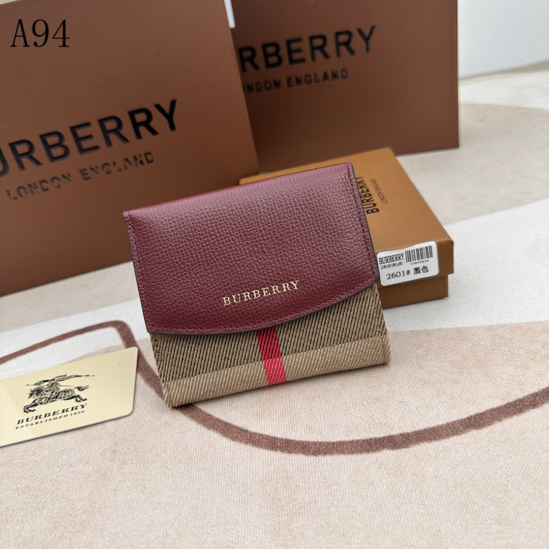 Burberyy Check and Leather Fold Wallet #3215