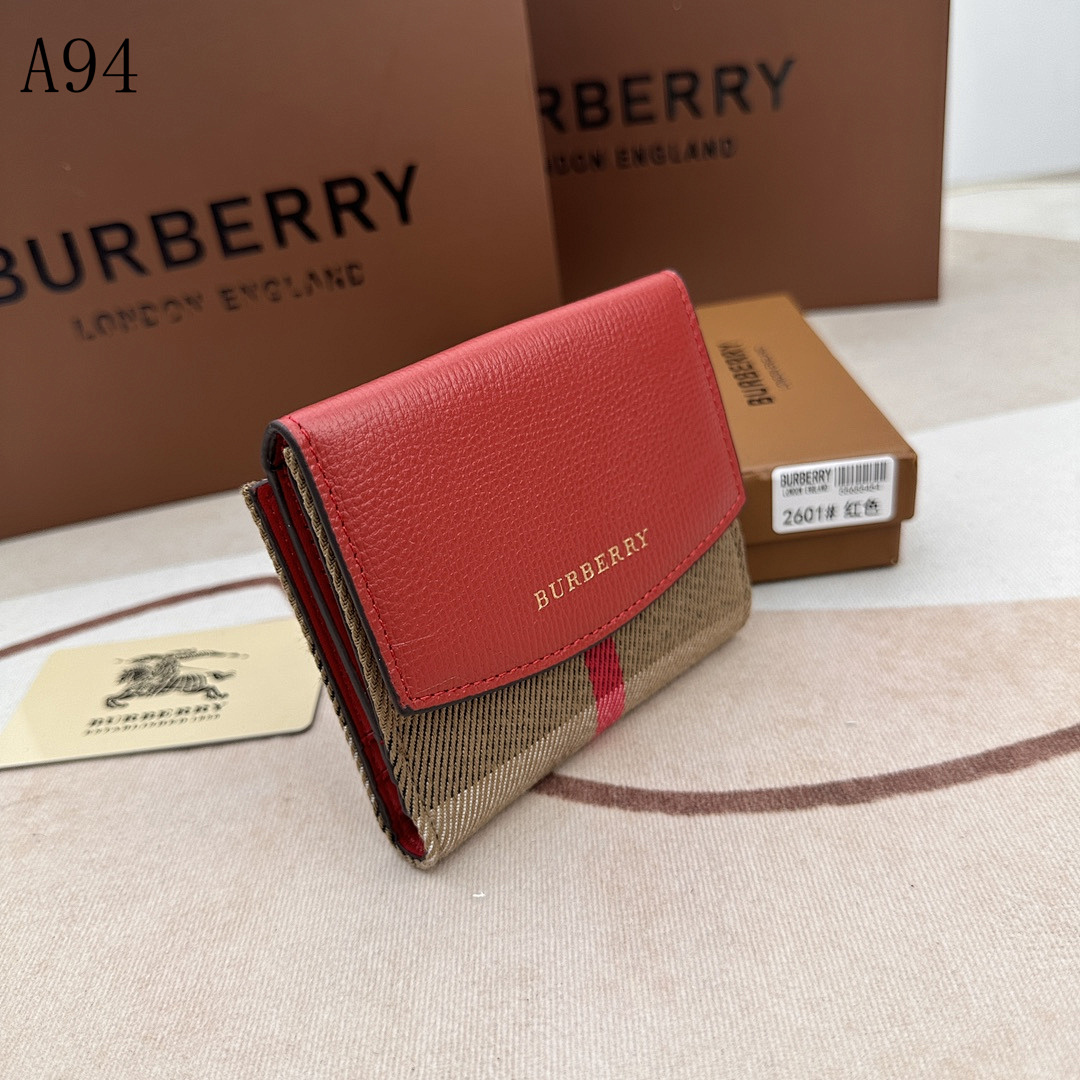 Burberyy A94 Check and Leather Wallet #3213