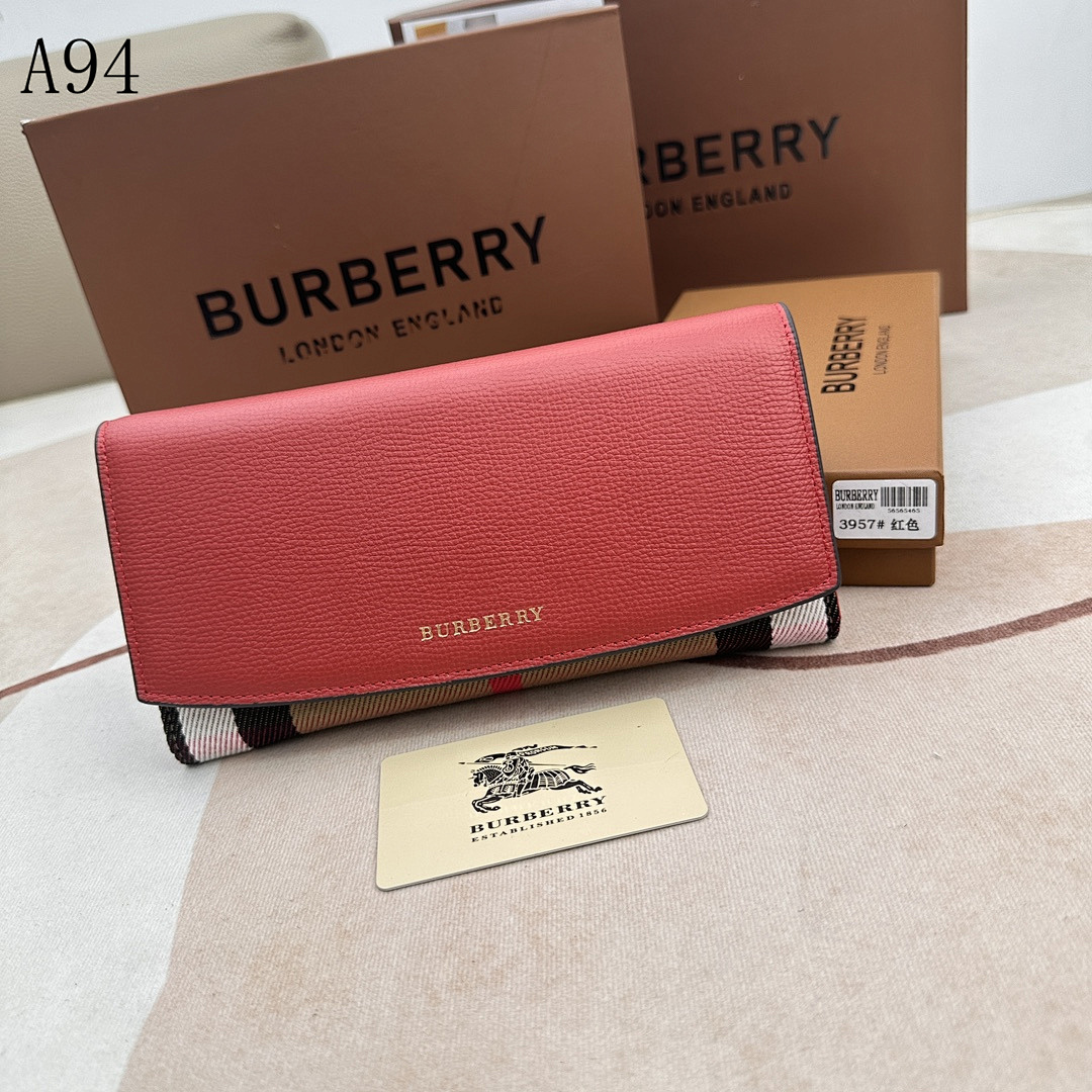 Burberyy Check and Leather Continental Wallet #3203