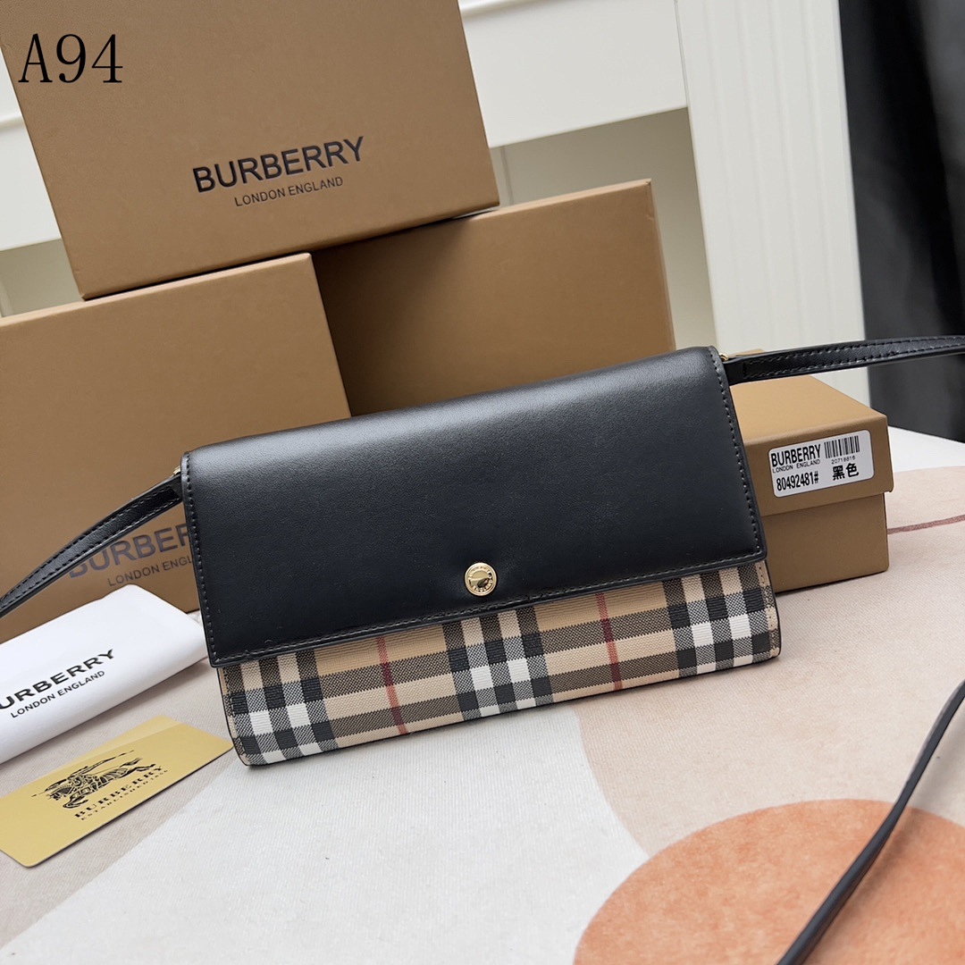 Burberyy A94 Check and Leather Crossbody Bag #3198