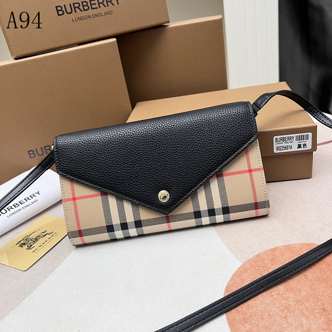 Burberyy Check and Leather Crossbody Bag #3197