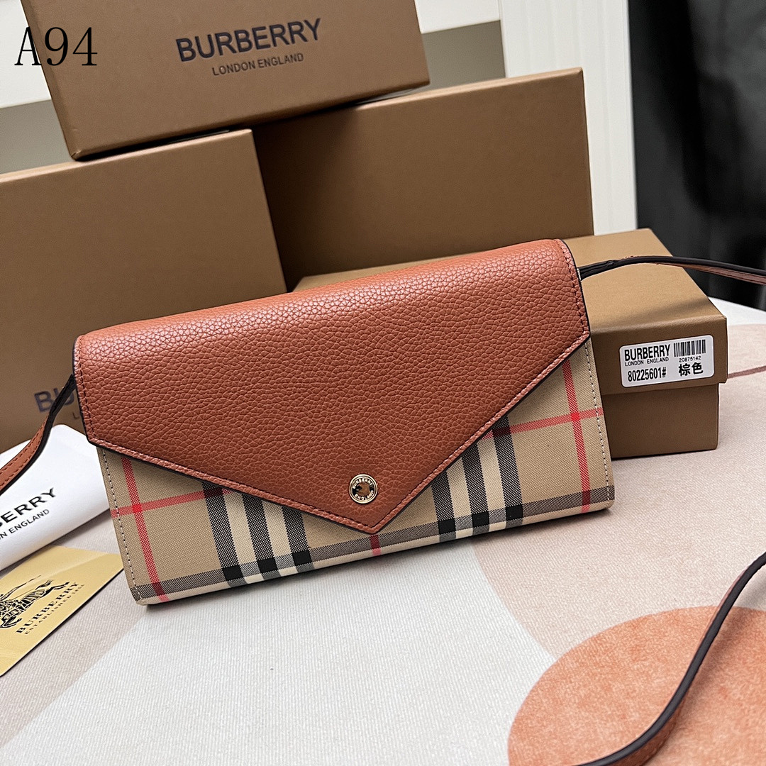Burberyy Check and Leather Clutch Bag #3196