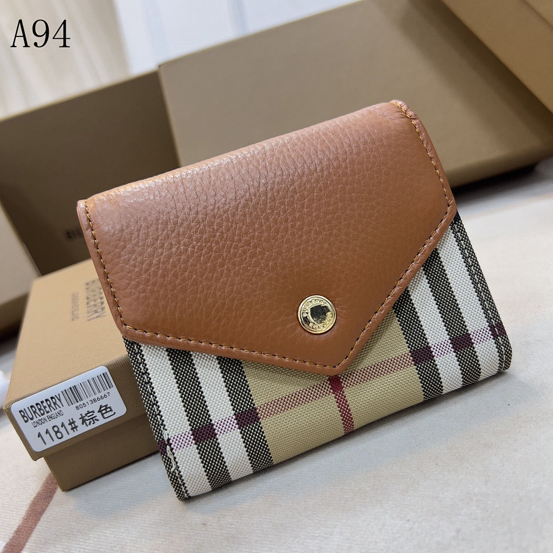 Burberyy Check Print Leather Wallet #3189