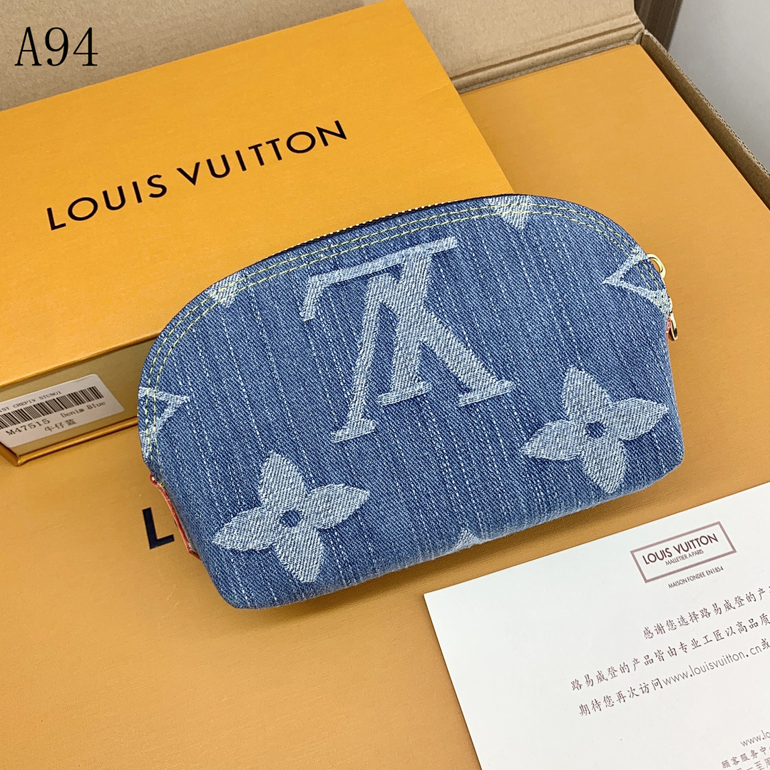LVutton M47515 Denim Monogram Pouch #894