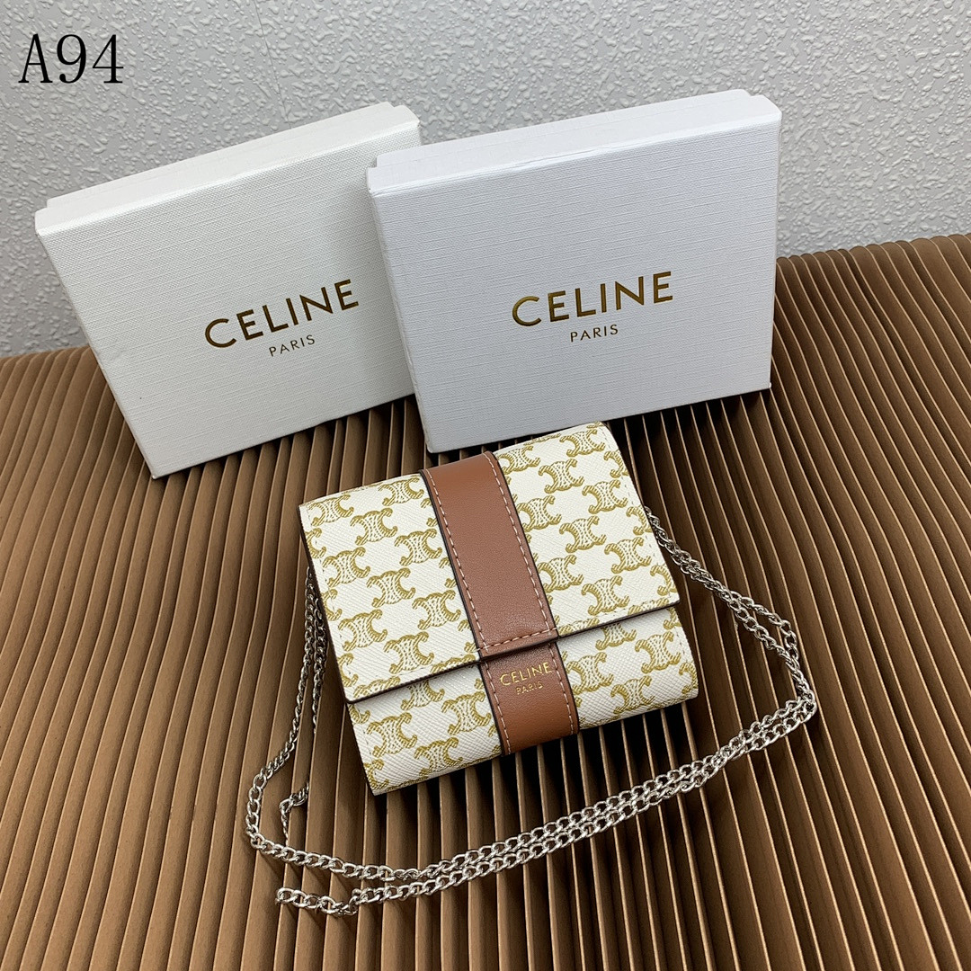 C3linee Tri-Fold Wallet with Chain Strap #3436