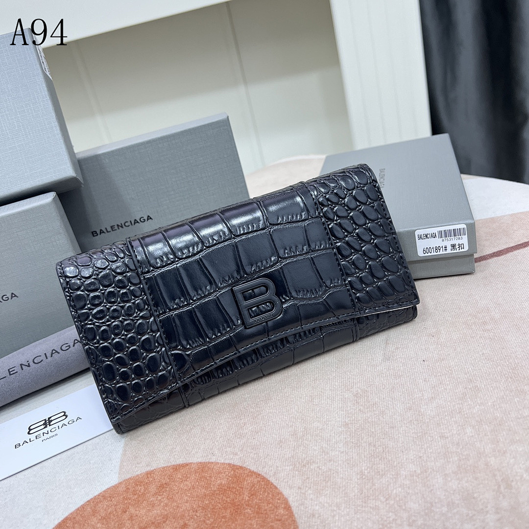 Balensiaga A94 Crocodile-Embossed Leather Wallet #3342
