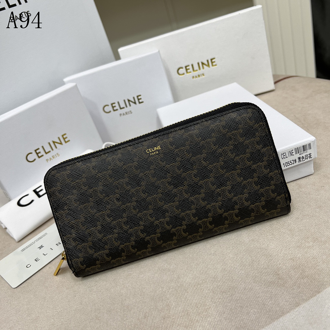 CELINE Triomphe Monogram Zip Around Wallet #3280
