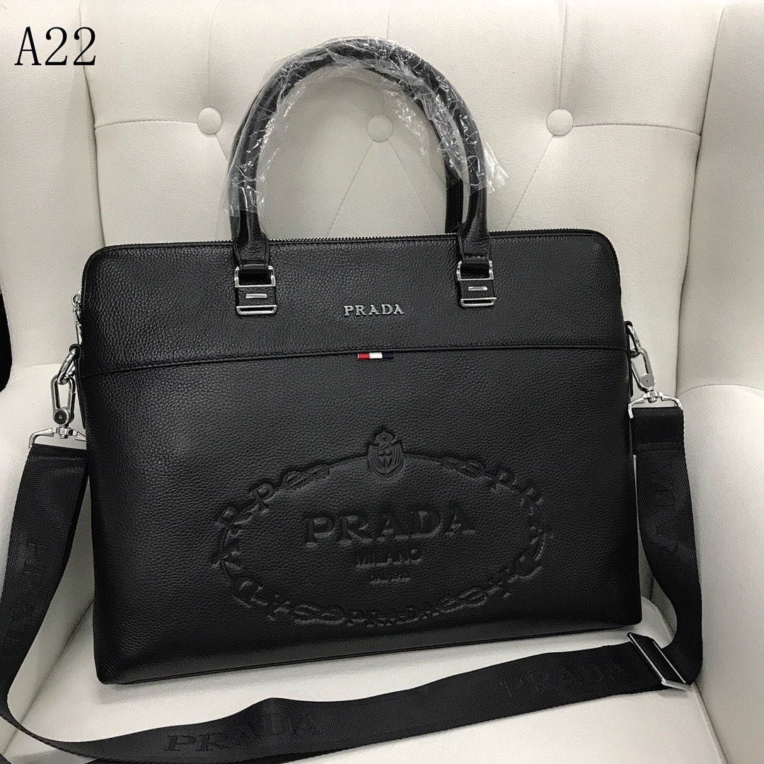 Pr4da + A22 + Classic Leather Briefcase #666