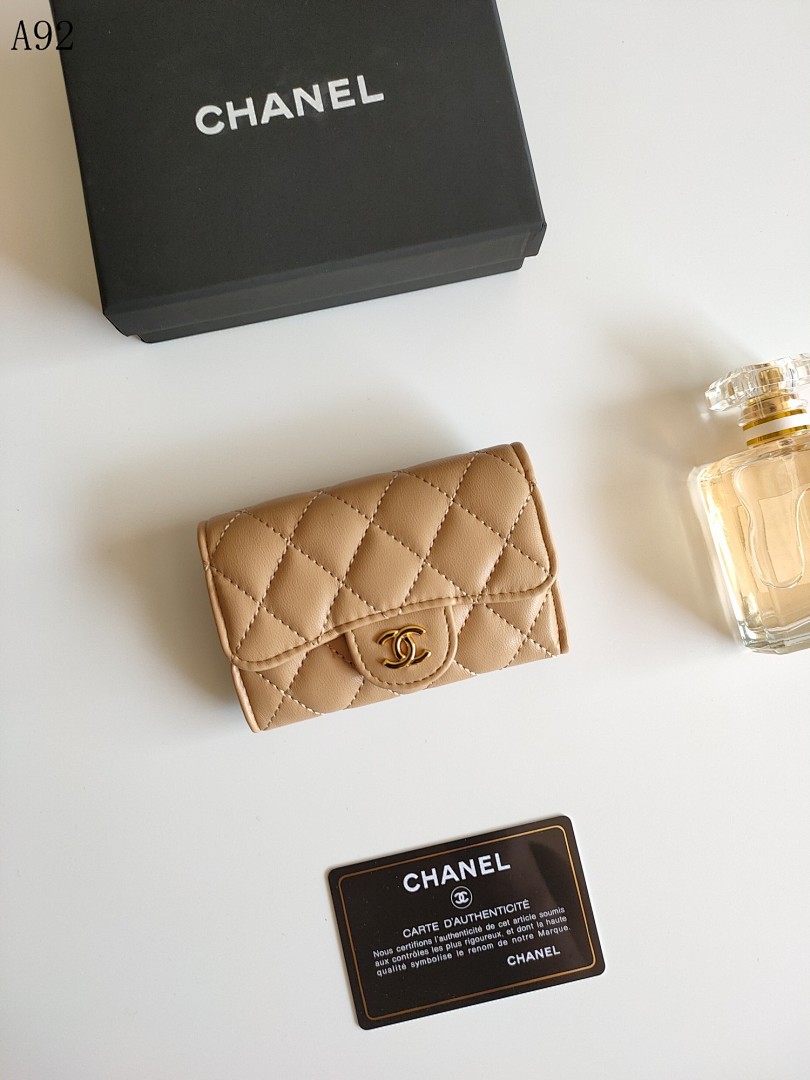 Chan3l Classic Quilted Leather Card Holder #3383
