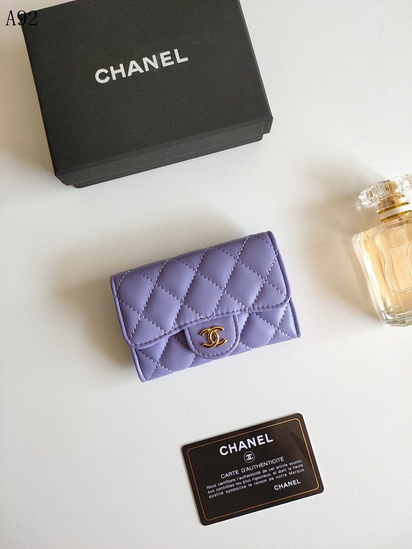 Chan3l Classic Quilted Leather Card Holder #3378