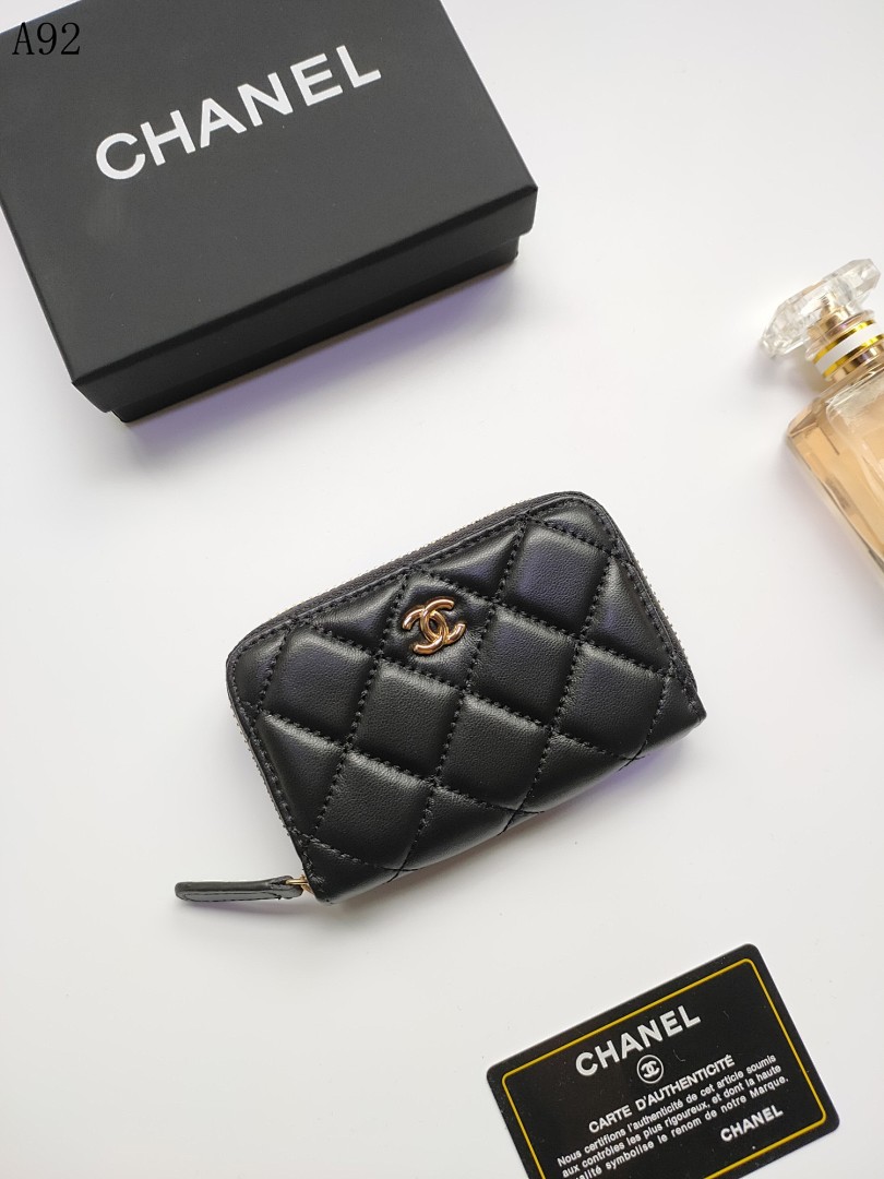 Chan3l Classic Quilted Leather Zip Wallet #794