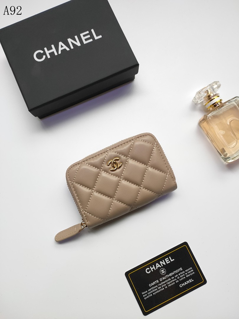 Chan3l Classic Quilted Leather Zip Wallet #789