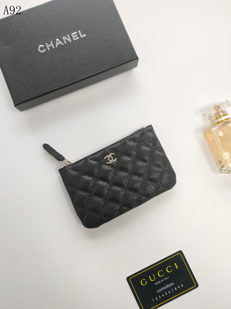 Chan3l Quilted Caviar Leather Coin Purse #775