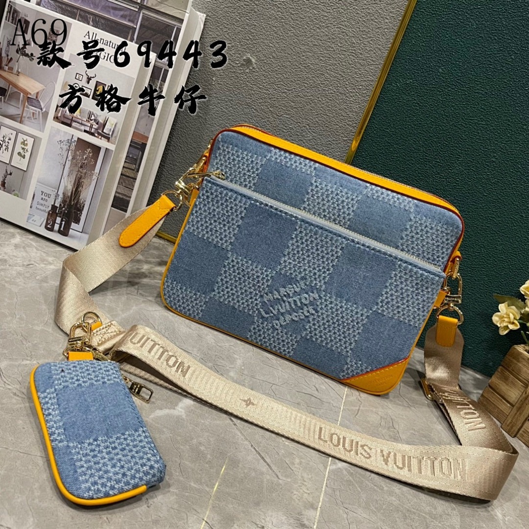 LVutton + Model A69 69443 + Checkerboard Denim Bag #3825