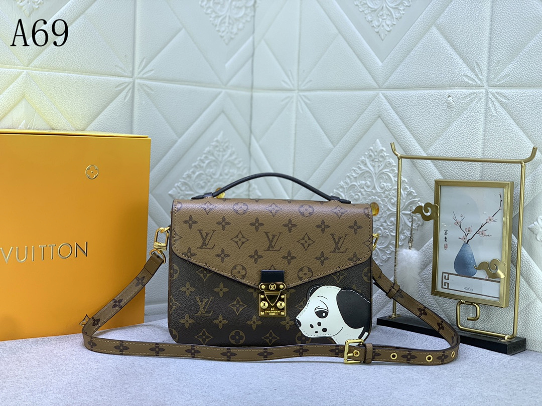 LVutton A69 Monogram Canvas Dog Print Crossbody Bag #4409