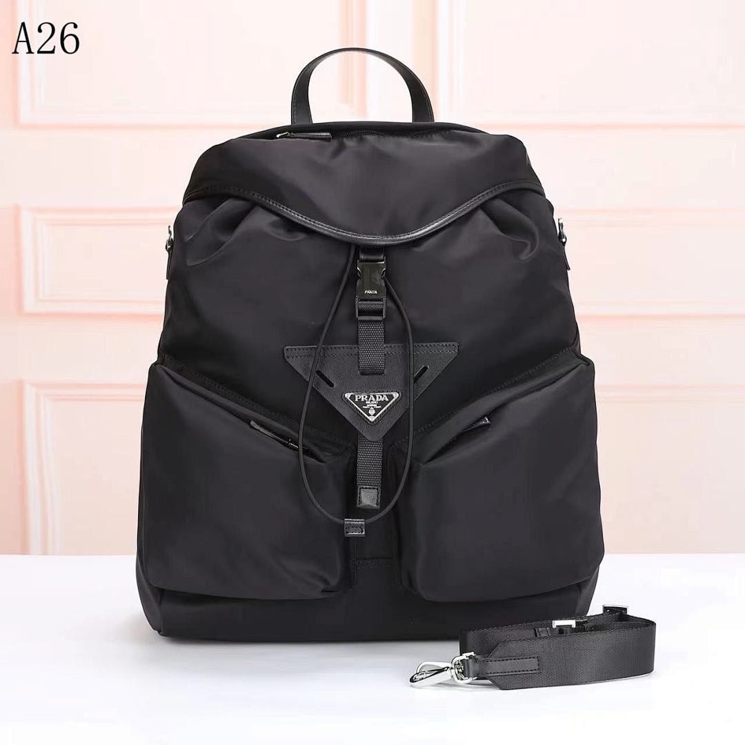 Pr4da Nylon Backpack with Triangular Logo #1949