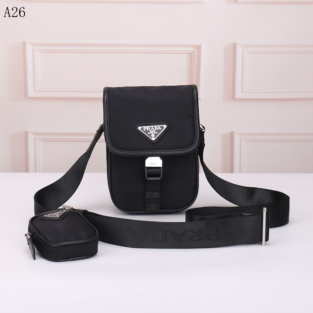 Pr4da Nylon Crossbody Bag with Detachable Pouch #1751