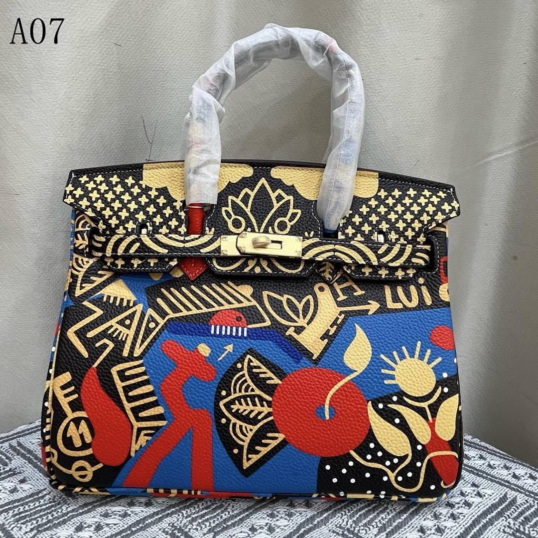 Hermès + Kelly 25 + Artistic Print Bag #5492