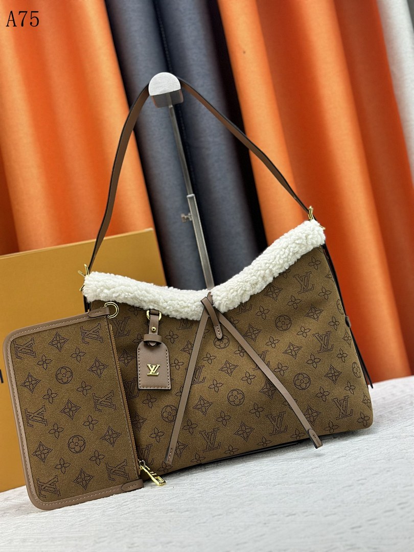 LVutton A75 Monogram Shearling Tote #4772 1 LVutton A75 Monogram Shearling Tote #4772