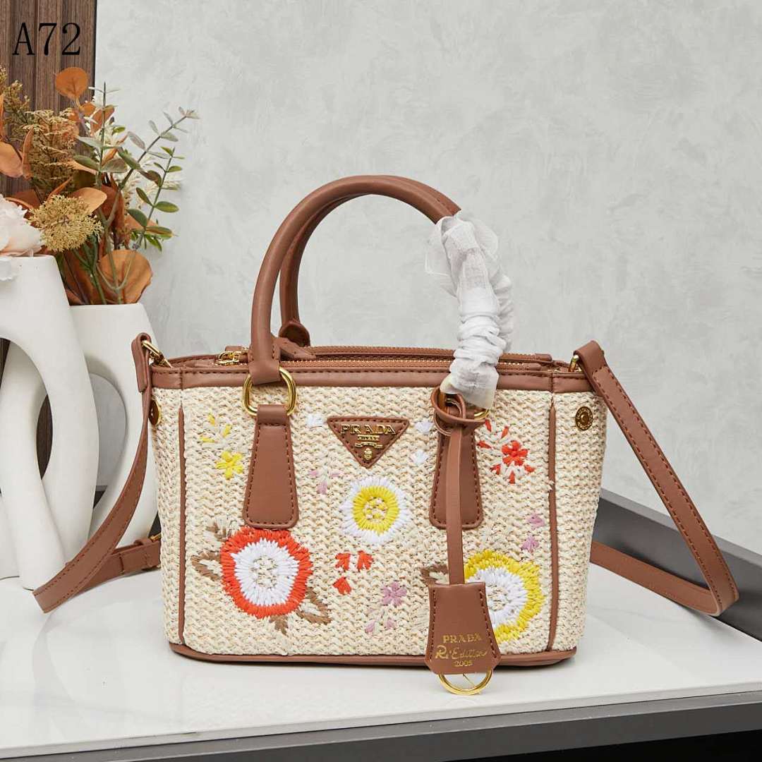Pr4da Re-Edition 2023 Embroidered Raffia Tote #1800