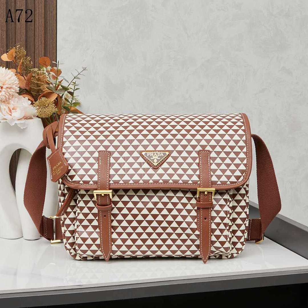 Pr4da + A72 + Triangular Pattern Crossbody Bag #1706
