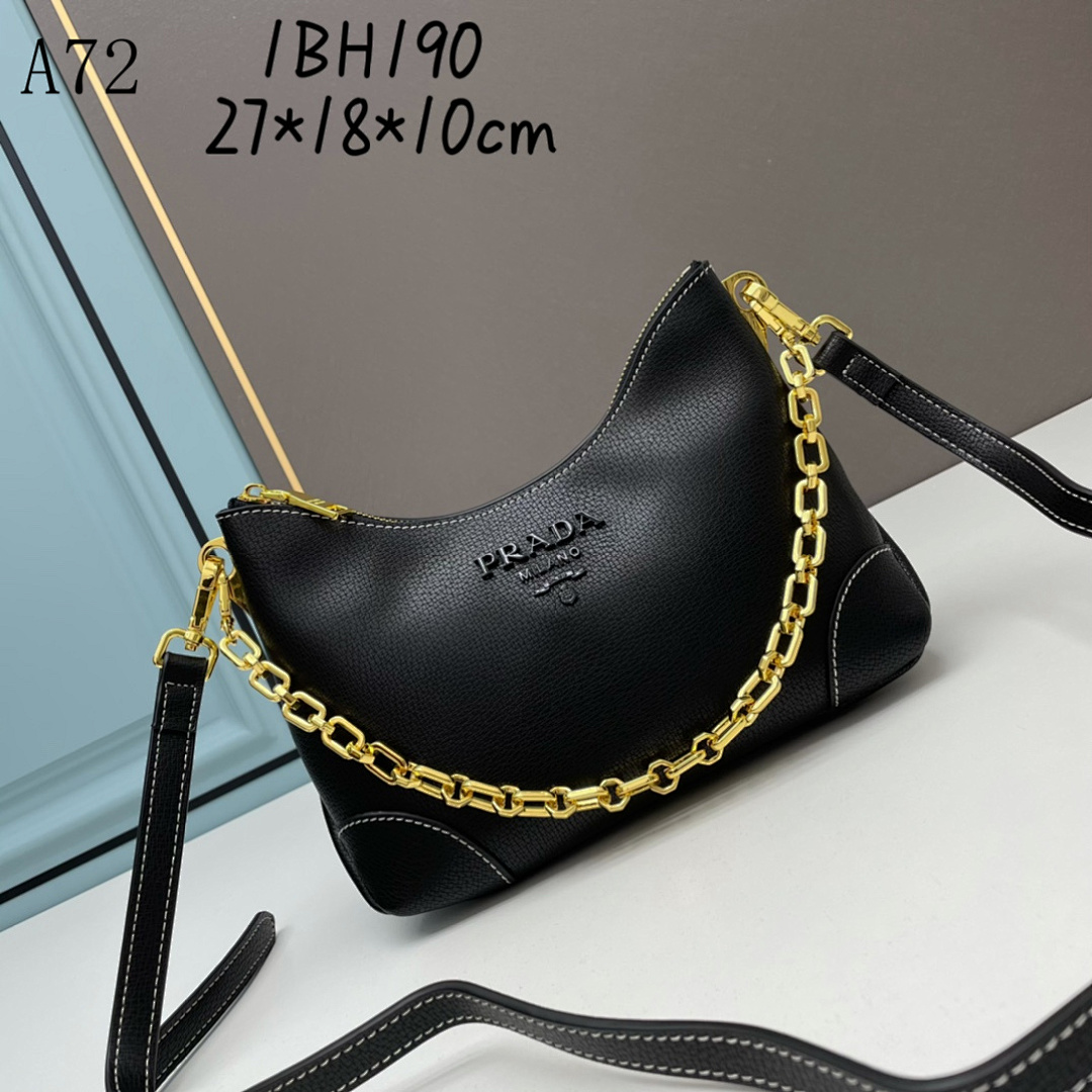 Pr4da – A72 | BH190 | Calfskin Chain Shoulder Bag #1667