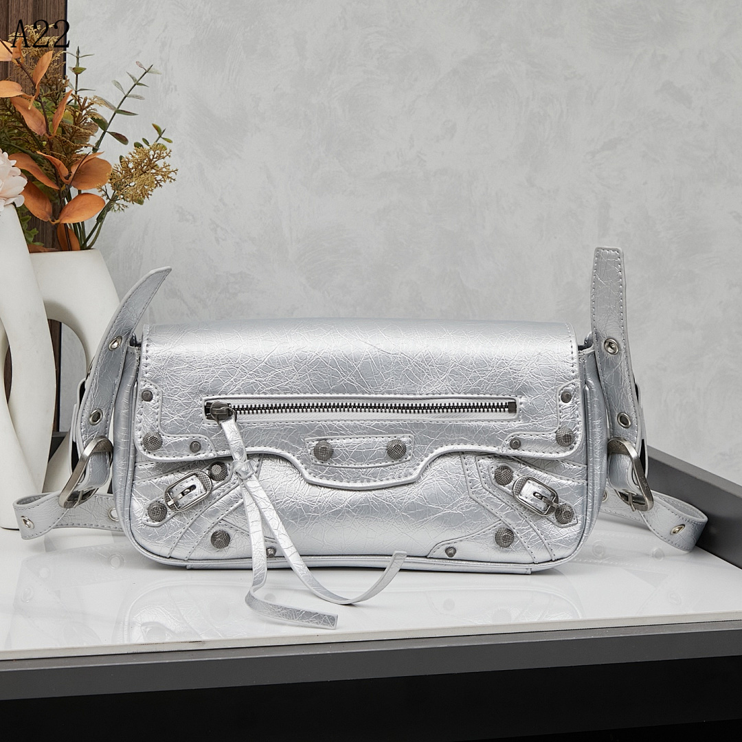 A22 Silver Metallic Crossbody Bag #6187