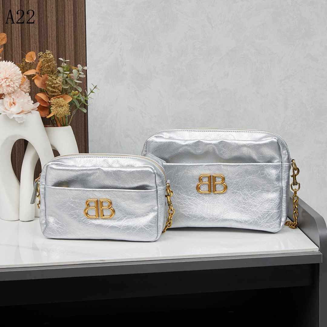 BB A22 Silver Metallic Crossbody Bag #6151