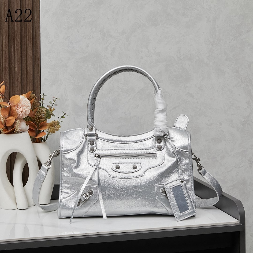 A22 Silver Metallic Tote Bag #6211 1 A22 Silver Metallic Tote Bag #6211