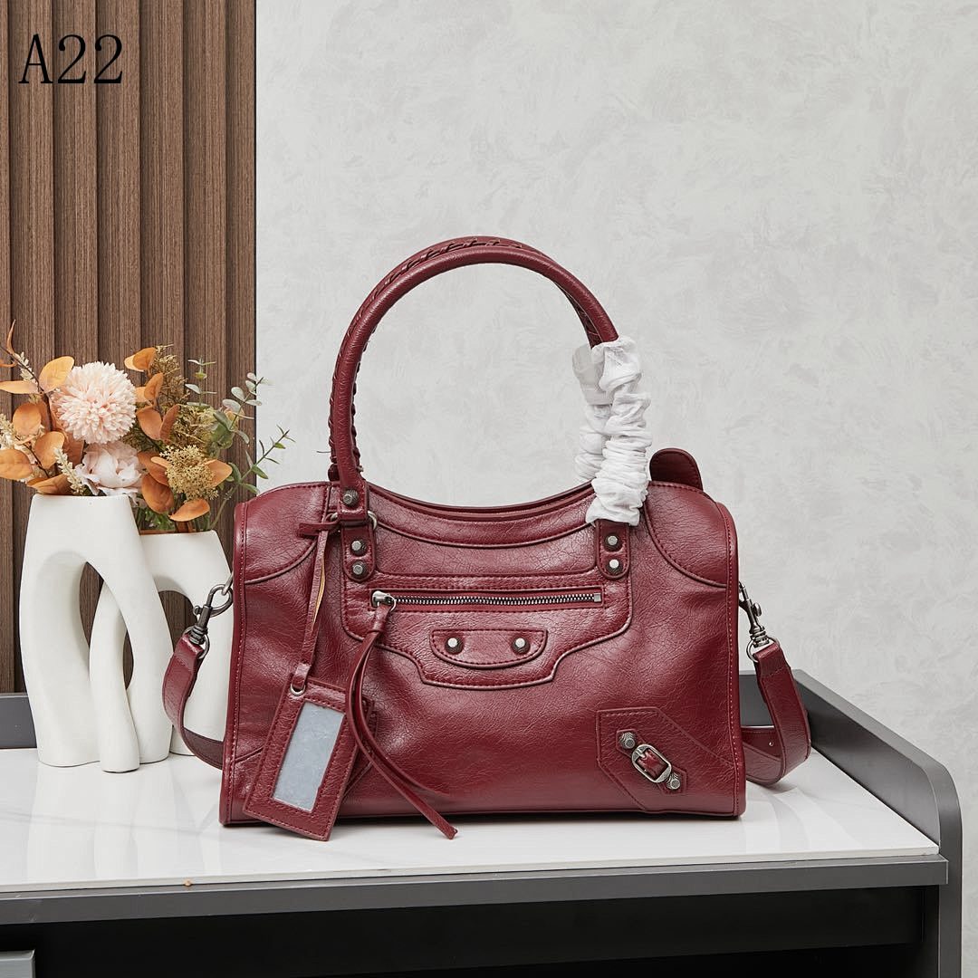 A22 Luxury Red Leather Tote Bag #6198 1 A22 Luxury Red Leather Tote Bag #6198