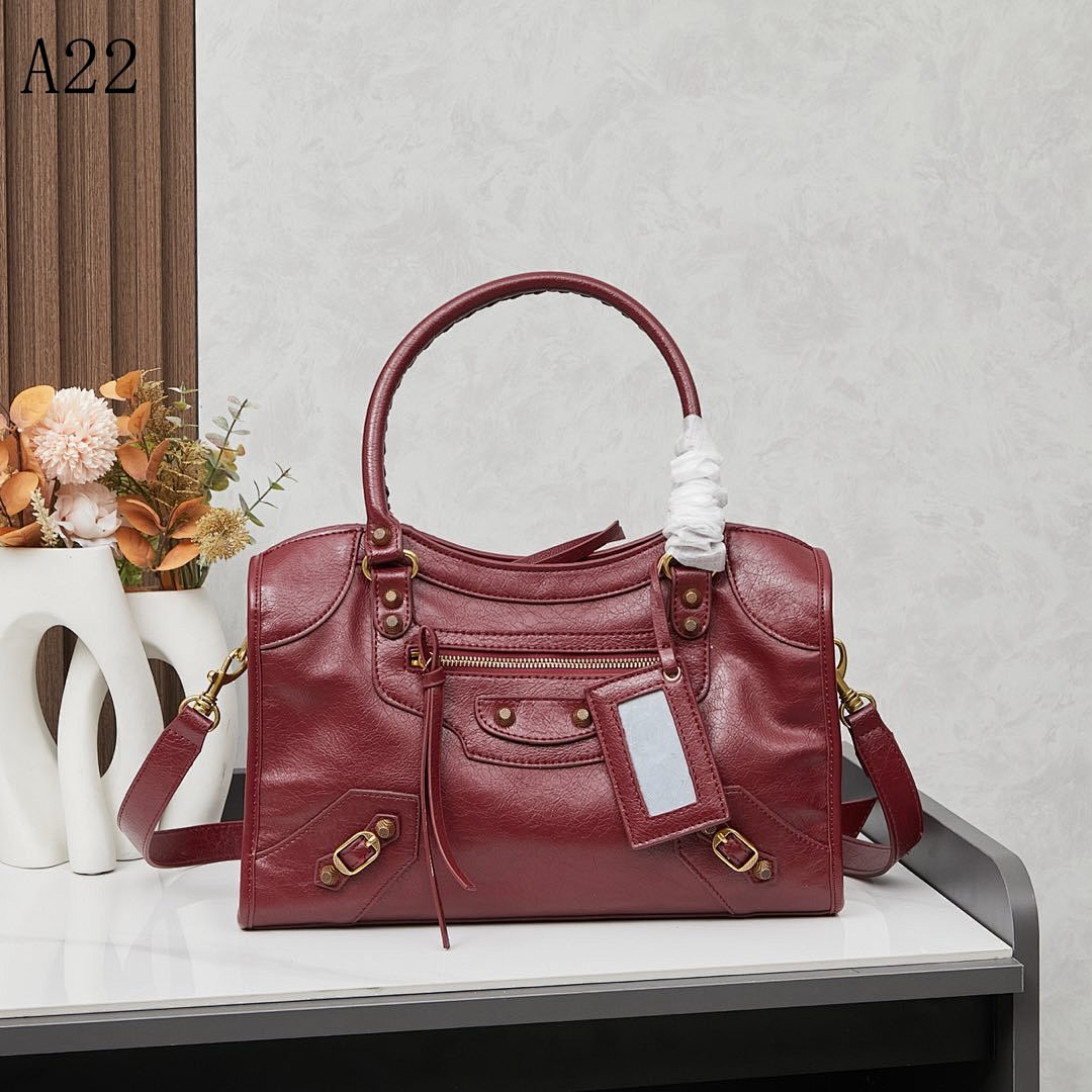 A22 Luxury Red Leather Tote Bag #6189