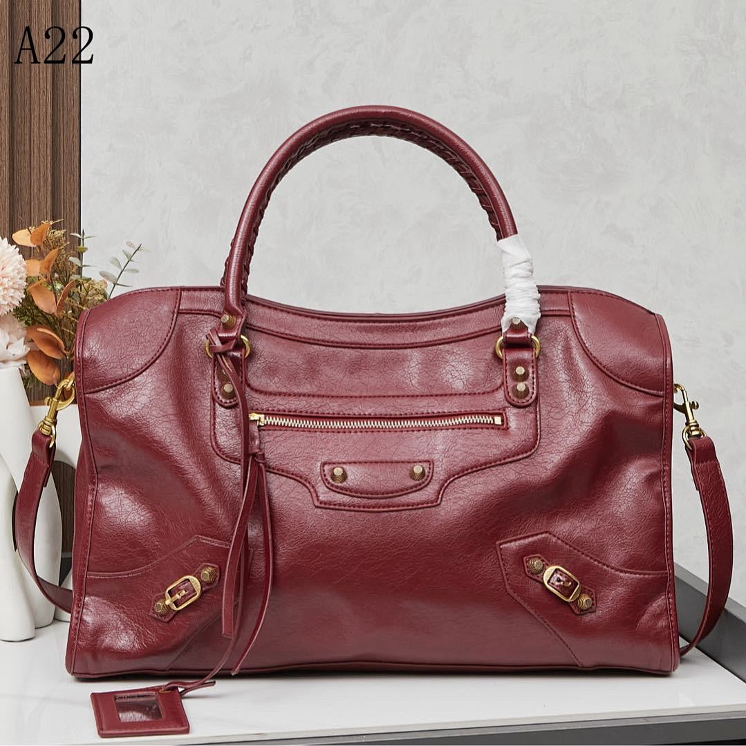 A22 Luxury Red Leather Tote Bag #6185