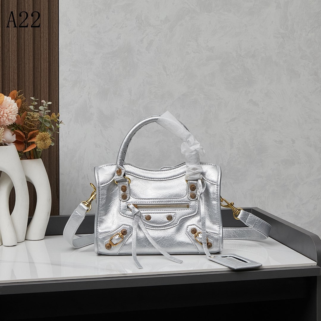 A22 Silver Metallic Mini Satchel #6166