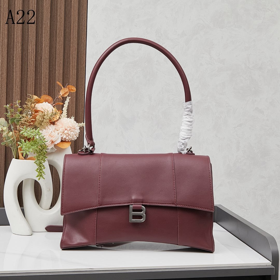 A22 – Classic Burgundy Leather Handbag #3074
