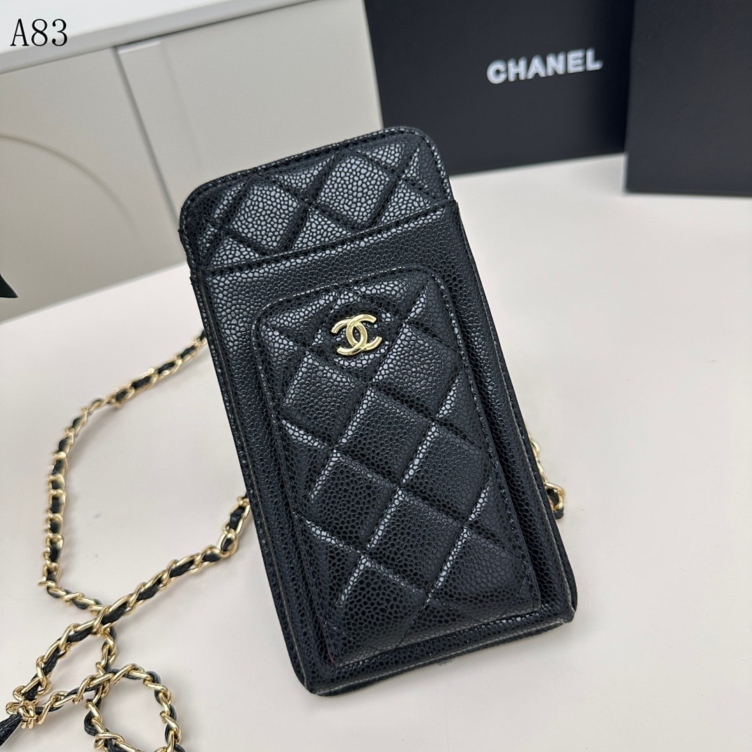 Chan3l A83 Quilted Caviar Leather Phone Bag #3537