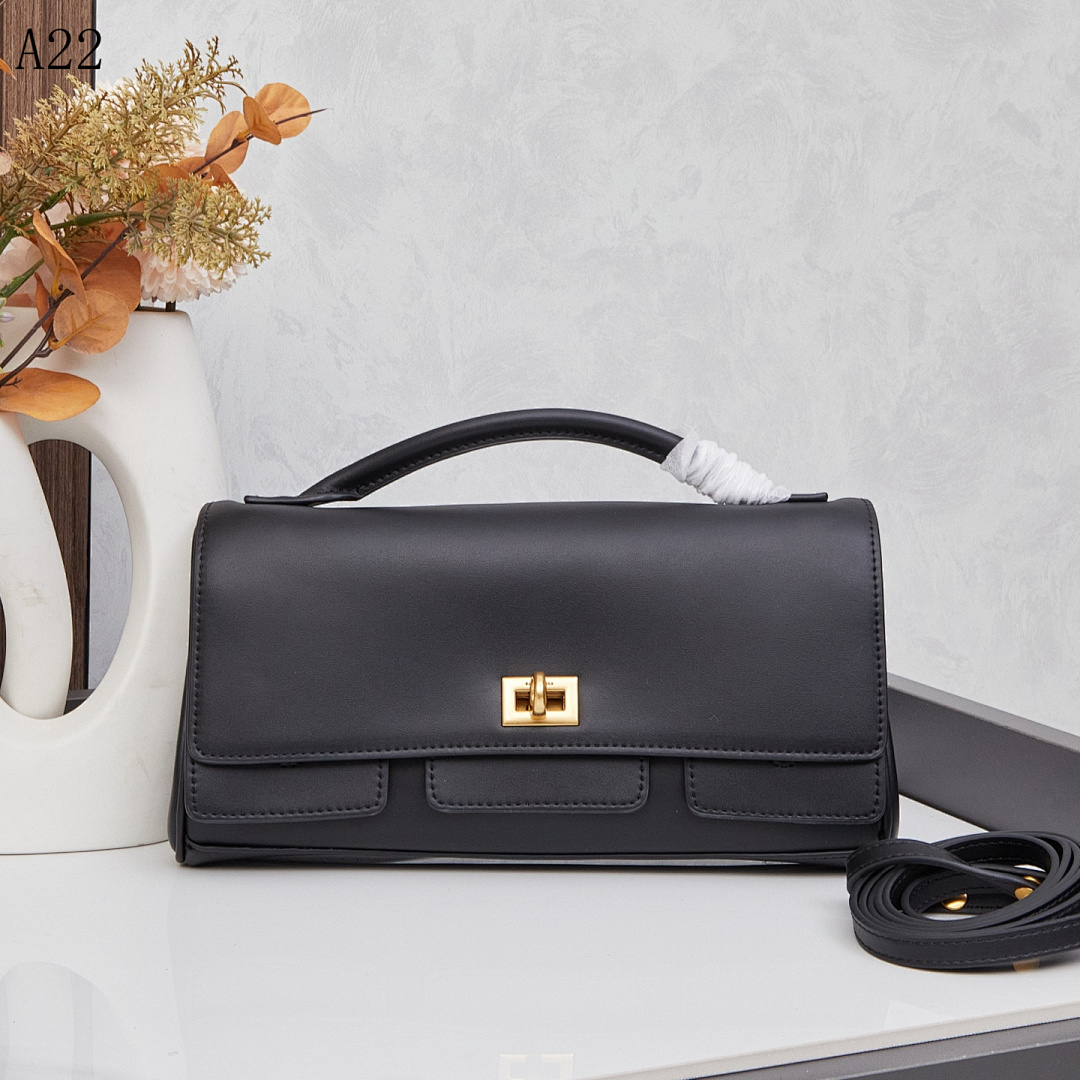 A22 – Elegant Black Leather Crossbody Bag #6153