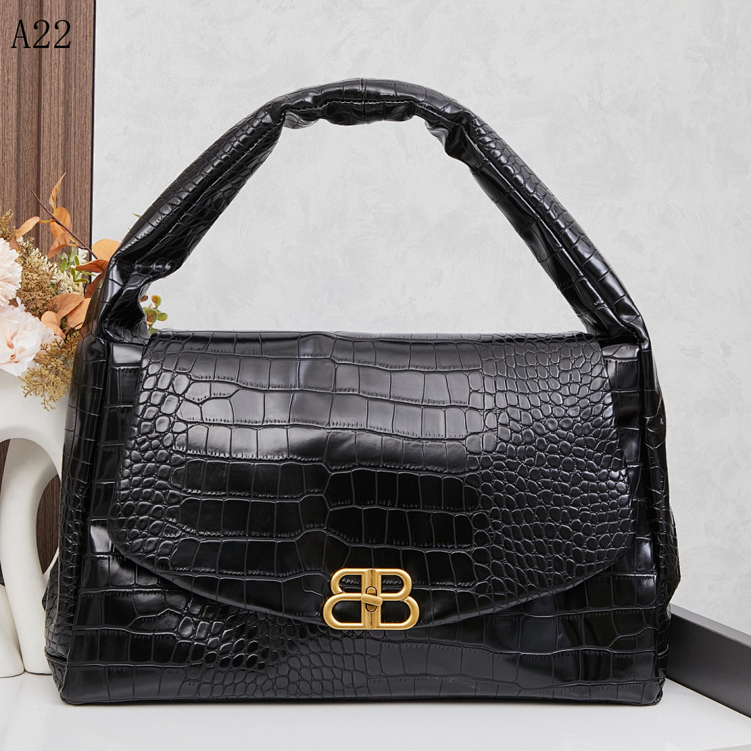 A22 Crocodile-Embossed Leather Tote Bag #613