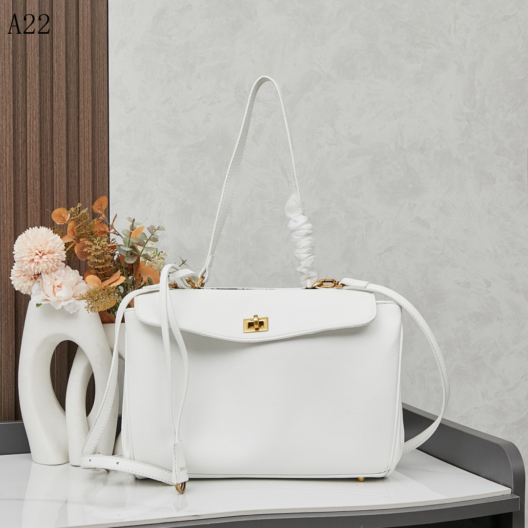 BALMAIN + A22 + White Structured Shoulder Bag #6161