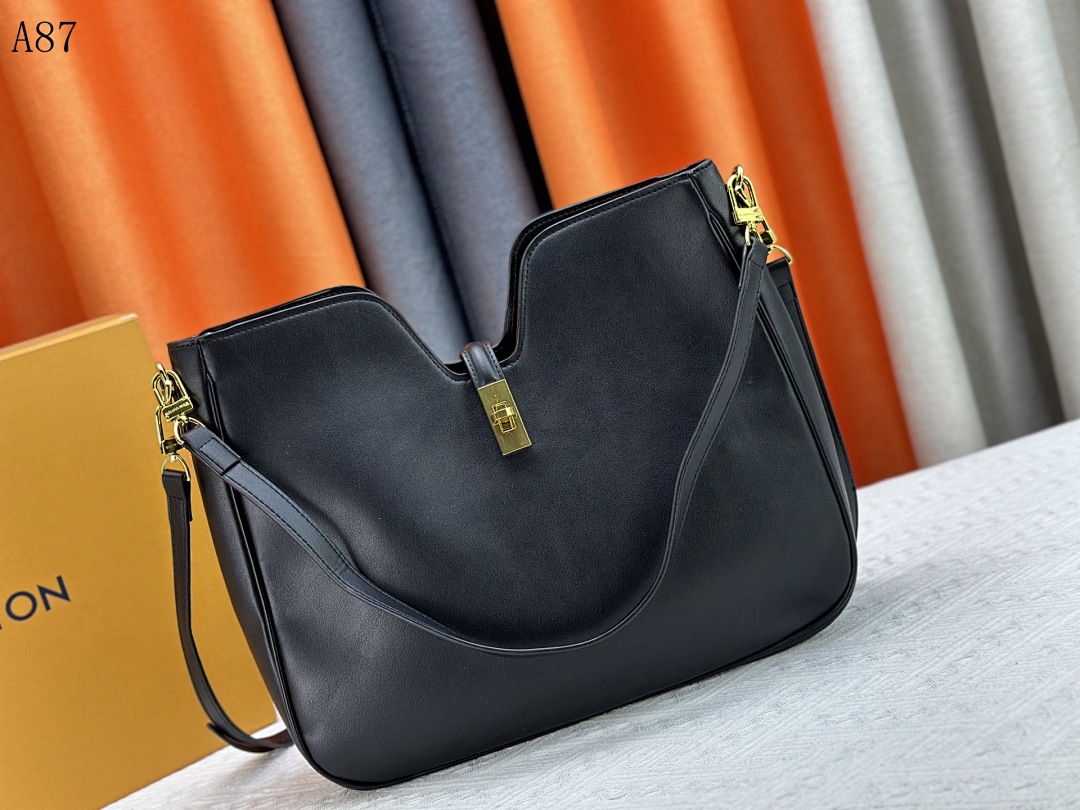 A87 - Luxury Black Leather Tote Bag #4495