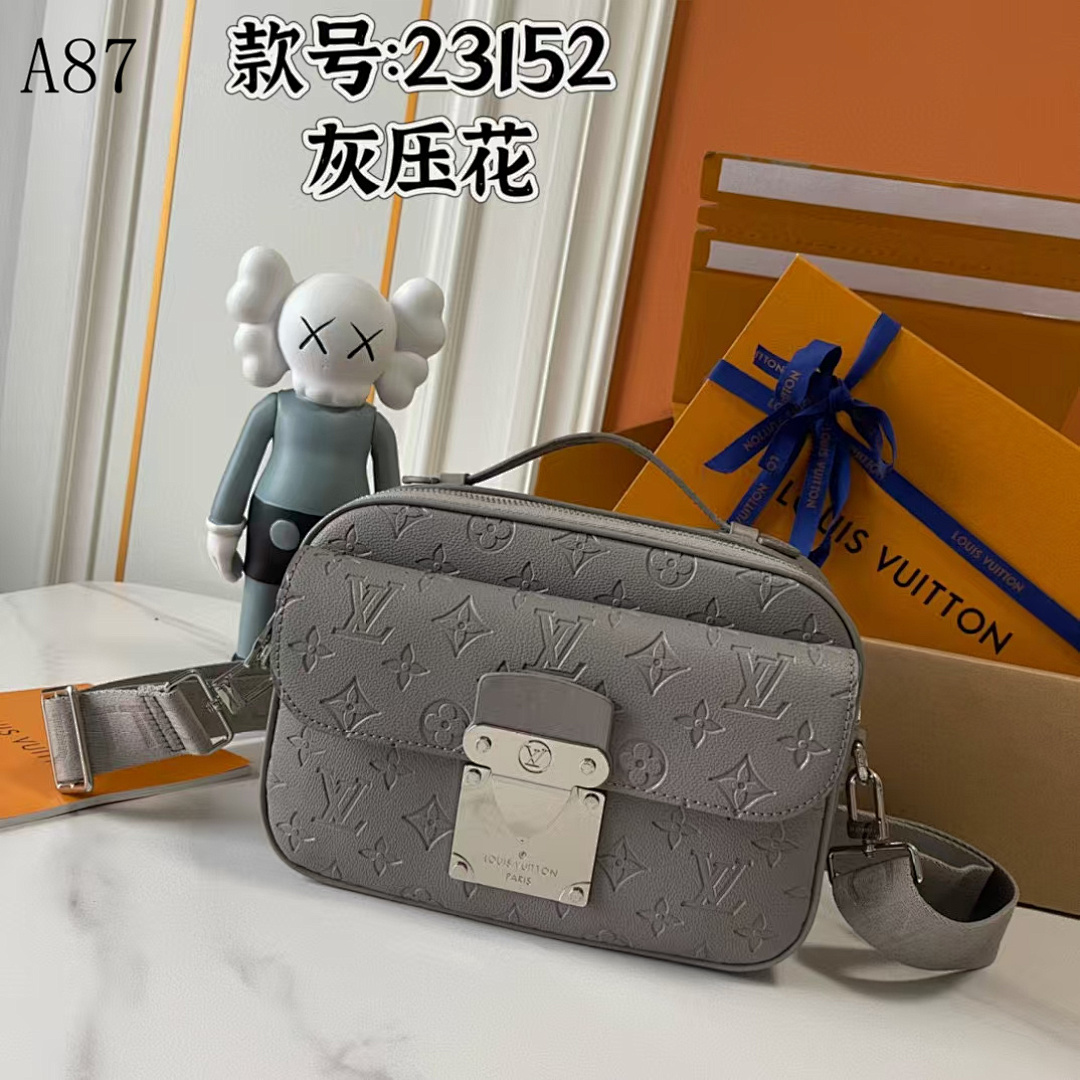 LVutton + 23152 + Gray Embossed Monogram Bag #3695